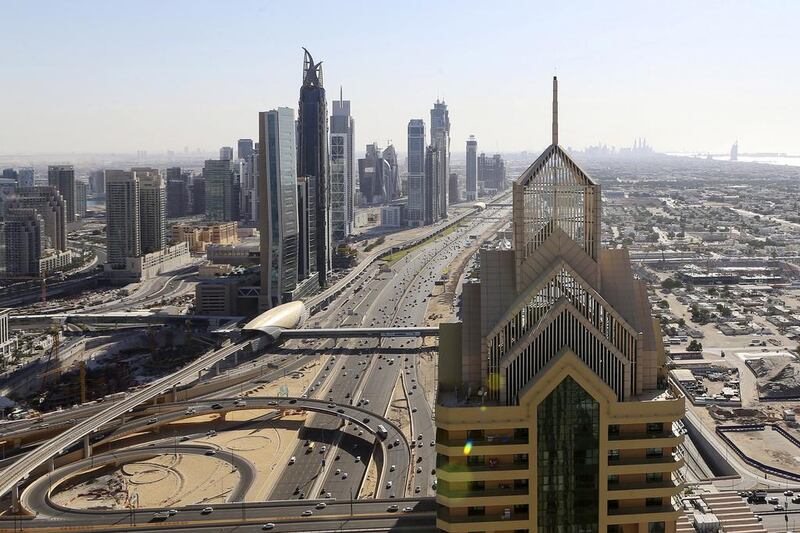 Sheikh Zayed Road apartments: Q1-Q2 2015 down 7%. Q2 2014-Q2 2015 up 5%. Studio - Dh70,000 to Dh85,000. 1BR - Dh95,000 to Dh125,000. 2BR - Dh110,000 to Dh170,000. 3BR - Dh160,000 to Dh200,000. Sarah Dea / The National