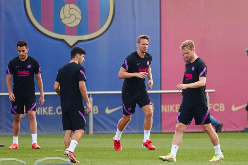 Left to right: Eric Garcia, Yusuf Demir, Luuk de Jong, and Frenkie de Jong. EPA