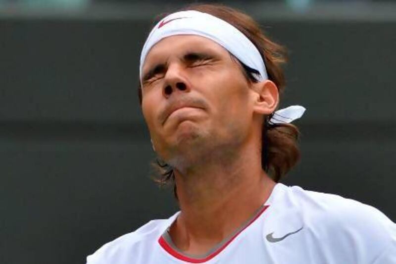 Spain's Rafael Nadal reacts after a point lost against Belgium's Steve Darcis.
