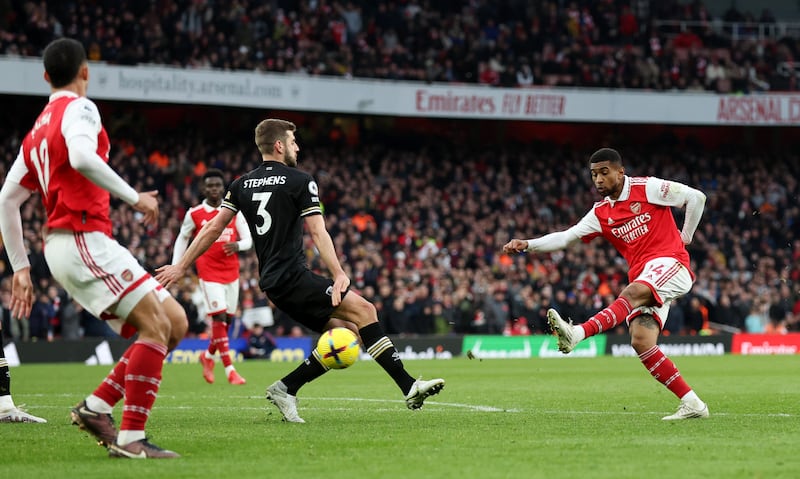 Reiss Nelson scores Arsenal's last-gasp winner at the Emirates Stadium as they defeated Bournemouth 3-2 to go five points clear at the top of the Premier League on March 4, 2023