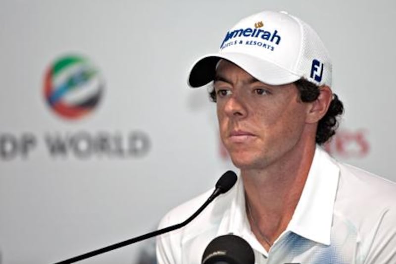 Rory McIlroy speaks to the press ahead of the DP World Tour Championship