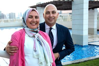 Breast cancer survivor Dr Radwa Helal and husband, Dr. Khaled Omar. Victor Besa/The National.