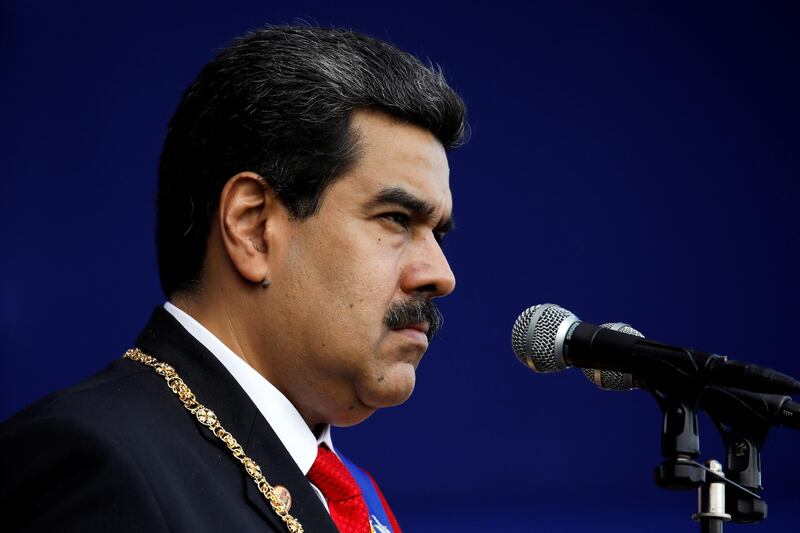 Venezuelan President Nicolas Maduro attends a ceremony, after his swearing-in for a second presidential term, at Fuerte Tiuna military base in Caracas, Venezuela January 10, 2019. REUTERS/Adriana Loureiro