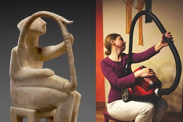 Irena Ochódzka recreates a Male Harp Player of the Early Spedos Type from 2700–2300 B.C. and submitted the image via Facebook to the Getty Museum. Courtesy The Getty Museum