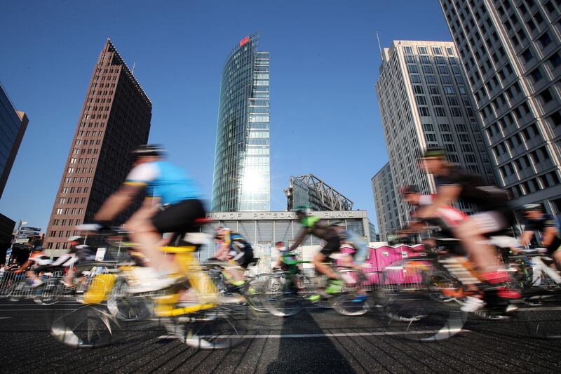 Cyclists take part in the Velothon Berlin, in Berlin, Germany. The Velothon, a single-day road bicycle race held annually in May, is the premier cycling event in the capital.  Felipe Trueba / EPA