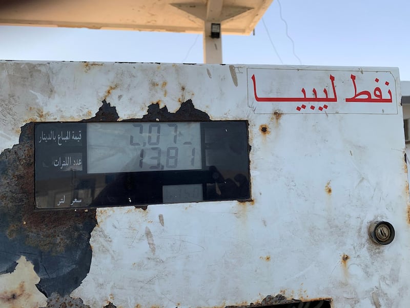 Fuel price is pictured on a fuel pump in Misrata, Libya. Reuters