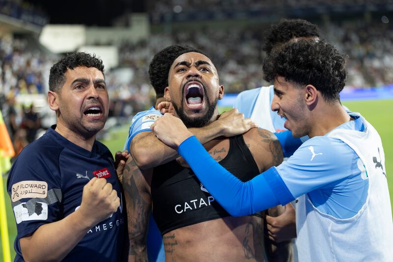 Malcom celebrates after scoring for Al Hilal in their Saudi Super Cup win over Al Ittihad at the Mohamed bin Zayed Stadium in Abu Dhabi on April 11, 2024. Getty Images