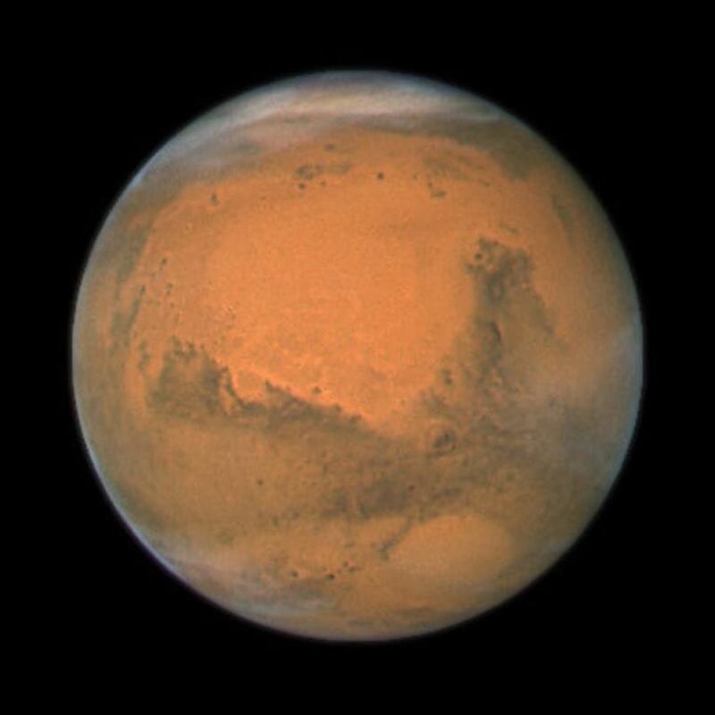 An image of Mars taken from the Hubble Space  Telescope in 2014. NASA / AP