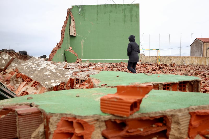 Strong winds have destroyed some buildings in Cerecinos de Carrizal, central Spain. EPA