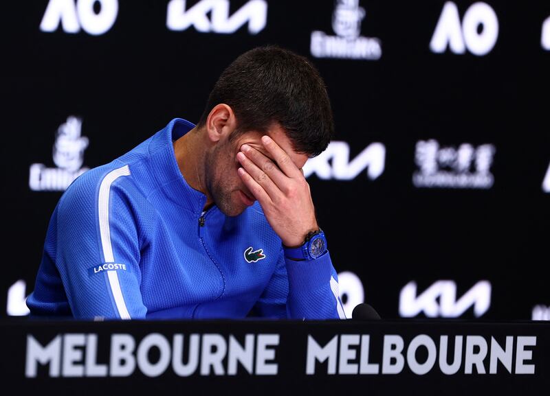 Serbia's Novak Djokovic during his post-match press conference. Reuters 