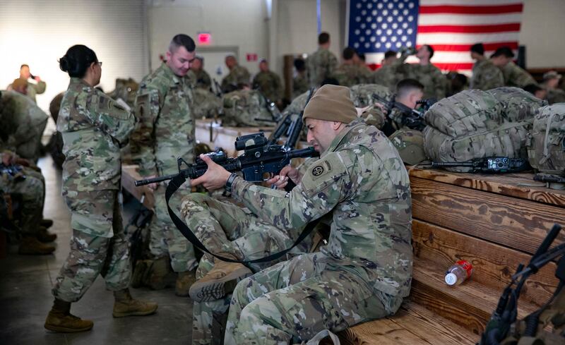 US soldiers prepare to leave Fort Bragg, North Carolina, for Europe, where they are being sent as the crisis between Russia and Ukraine escalates. AFP