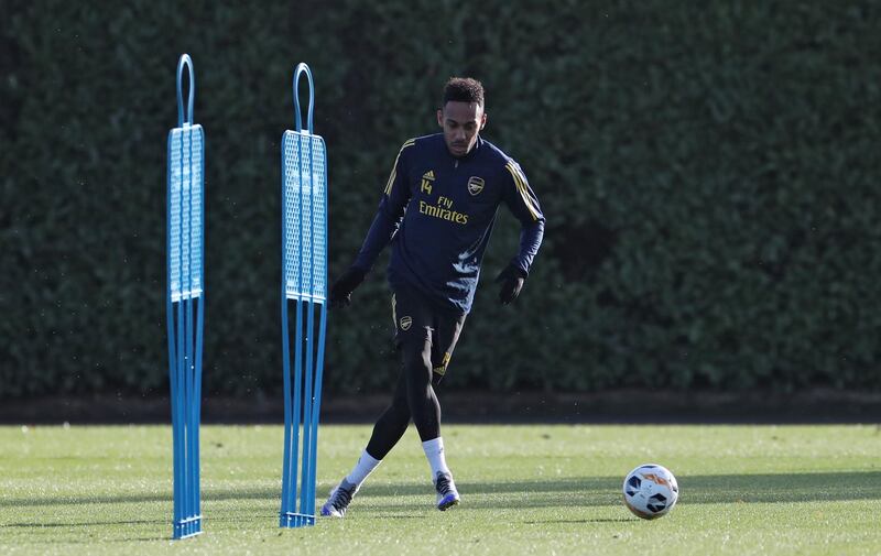 Arsenal's Pierre-Emerick Aubameyang during training  at London Colney. PA
