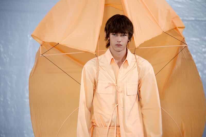 A model at Craig Green's menswear spring/summer 2023 show during Paris Fashion Week. Getty Images