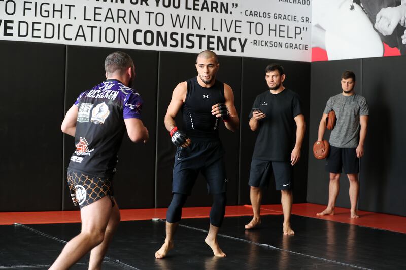 UFC fighter Muhammad Mokaev trains at the UFC Gym in Manama, Bahrain. 