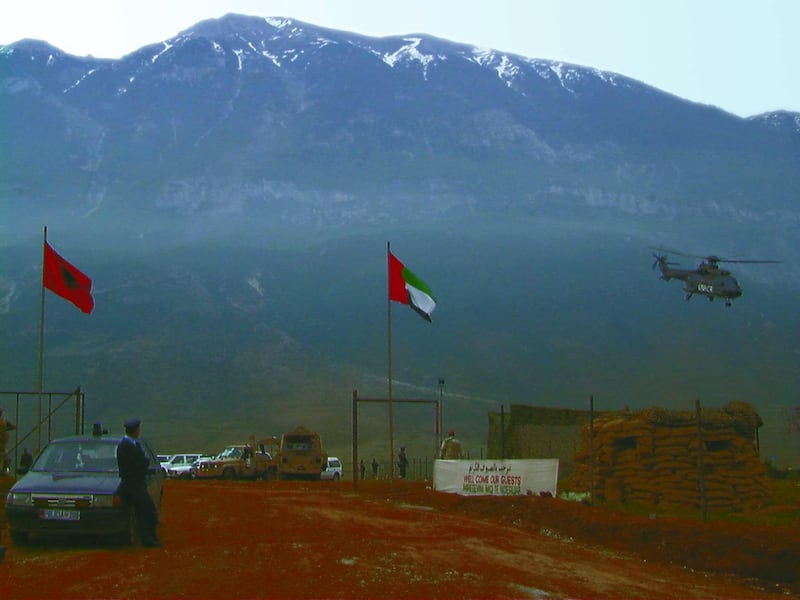 The White Hands mission camp was located on low ground surrounded by mountains. The UAE Air Force managed to land a huge C-130 Hercules on a disused old landing strip nearby. “It was not easy to reach but thanks to God we succeeded. It was an amazing effort," Al Ketbi says. Courtesy: Maj Gen Obaid Al Ketbi