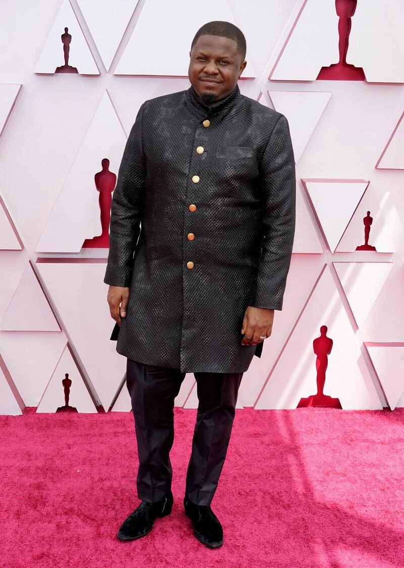 D'Mile arrives at the 93rd Academy Awards at Union Station in Los Angeles, California, on April 25, 2021. AP