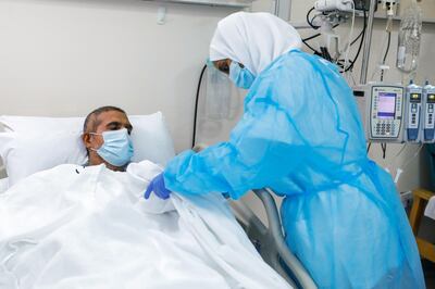 Abu Dhabi, United Arab Emirates, July 28, 2020.   First bone marrow transplant patient in the UAE at Sheikh Khalifa Medical City Hospital.Victor Besa  / The NationalSection: NAReporter:  Shireena Al Nowais