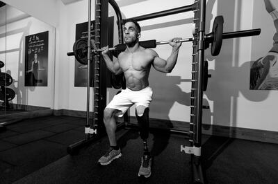 Emirati Abdulla Al Eisaei lost his leg in a car accident but is now a professional bodybuilder. Chris Whiteoak / The National