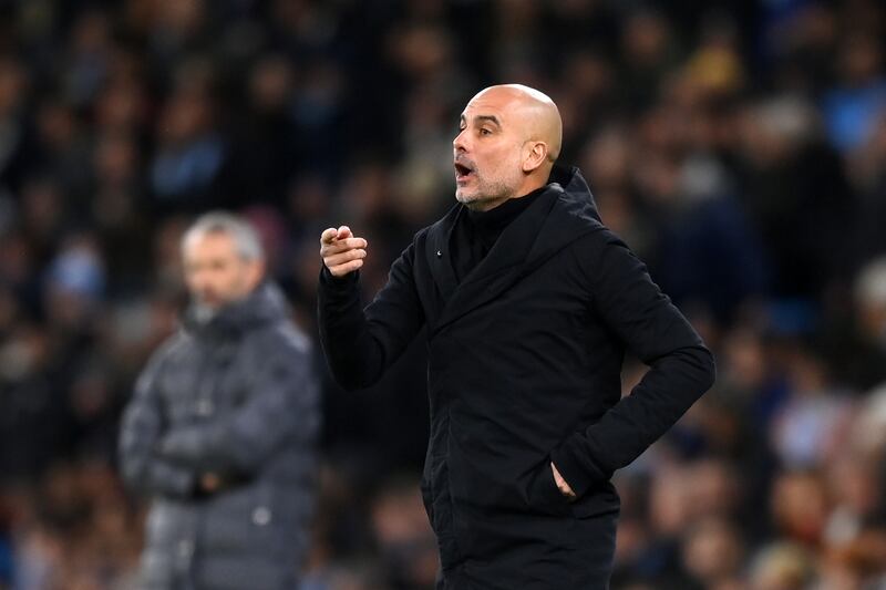 City manager Pep Guardiola shouts instructions. Getty