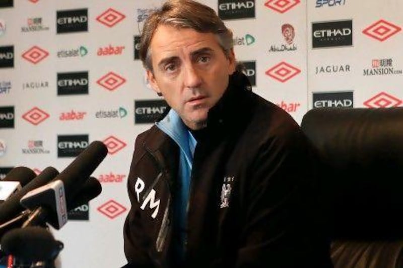 Manchester City manager Roberto Mancini during a press conference