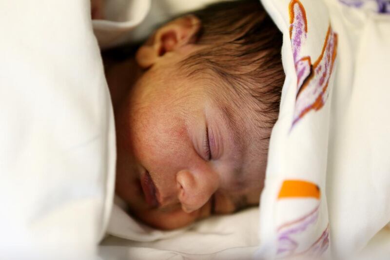 National Day baby Meera Al Ali was born at 2.36pm at the Corniche Hospital in Abu Dhabi. Christopher Pike / The National