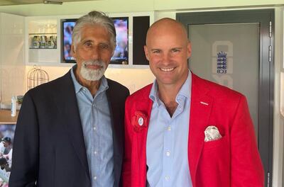 Shyam Bhatia with former England captain Andrew Strauss in the President's Box at Lord's.