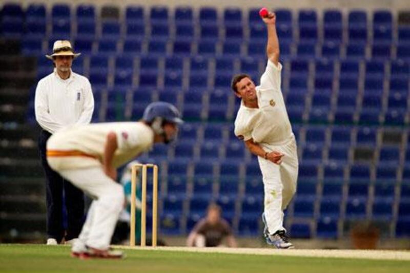 Simon Kerrigan, seen here in action at Zayed Cricket Stadium in Abu Dhabi in March, could be playing his first Test at The Oval if England opt for two spinners. Christopher Pike / The National