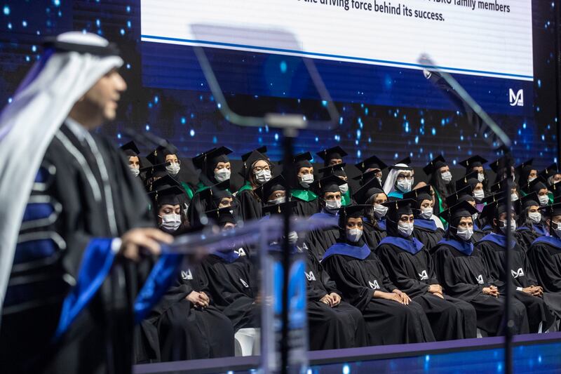University president Dr Amir Sharif delivers the graduation speech.