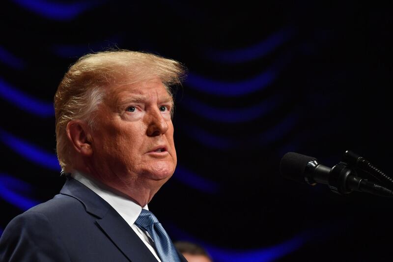 US President Donald Trump speaks about advancing American kidney health in Washington, DC, on July 10, 2019. / AFP / Nicholas Kamm
