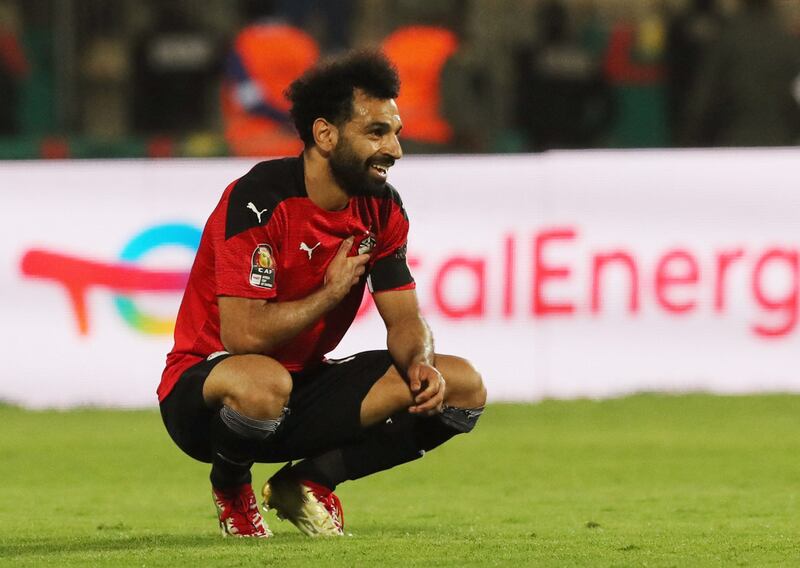Egypt's Mohamed Salah celebrates after the match at the Ahmadou Ahidjo Stadium in Cameroon. Reuters