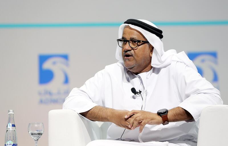 Abu Dhabi, November, 14, 2018: Abdulmunim Al Kindy, Upstream Director, ADNOC  gestures during the panel discussions at the ADIPEC in  Abu Dhabi. Satish Kumar for the National/ Story by Jennifer Ghana