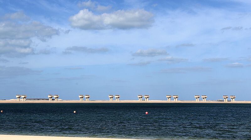 Dubai, United Arab Emirates- November, 30, 2014:  View of the  Palm Jebel Ali from the JebelAli Golf Resort  in Dubai . ( Satish Kumar / The National )  For Business