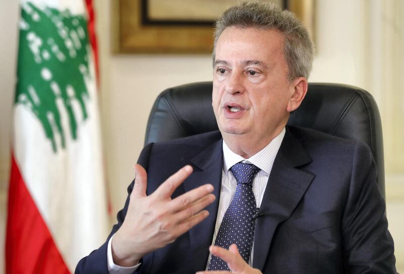 Lebanon's Central Bank Governor Riad Salameh speaks to a reporter during an interview with AFP at his office in Beirut on December 15, 2017. (Photo by JOSEPH EID / AFP)