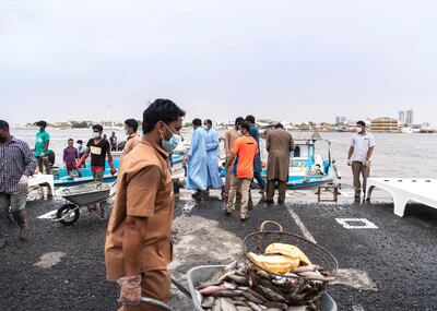 AJMAN, UNITED ARAB EMIRATES. 12 APRIL 2020. 
Ajman Fish Market’s auction.
(Photo: Reem Mohammed/The National)

Reporter:
Section: