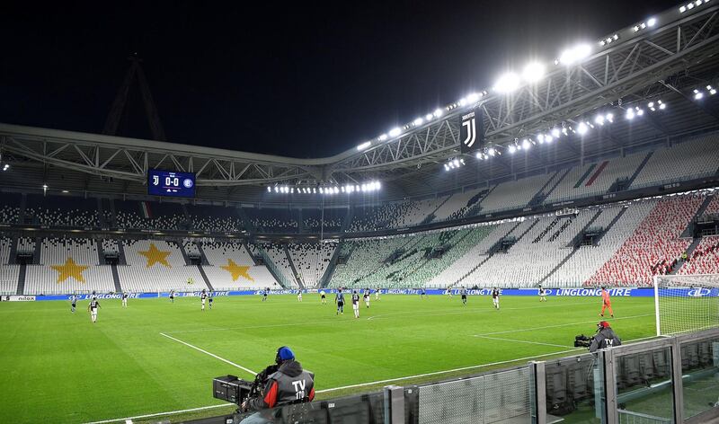 Empty stands during the Italian Serie A match between Juventus and Inter Milan. EPA