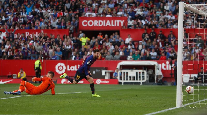 Messi nets Barcelona's third goal. AP