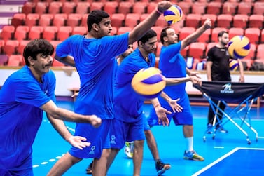 The UAE's Special Olympics volleyball team during training in Al Ain. Victor Besa / The National 