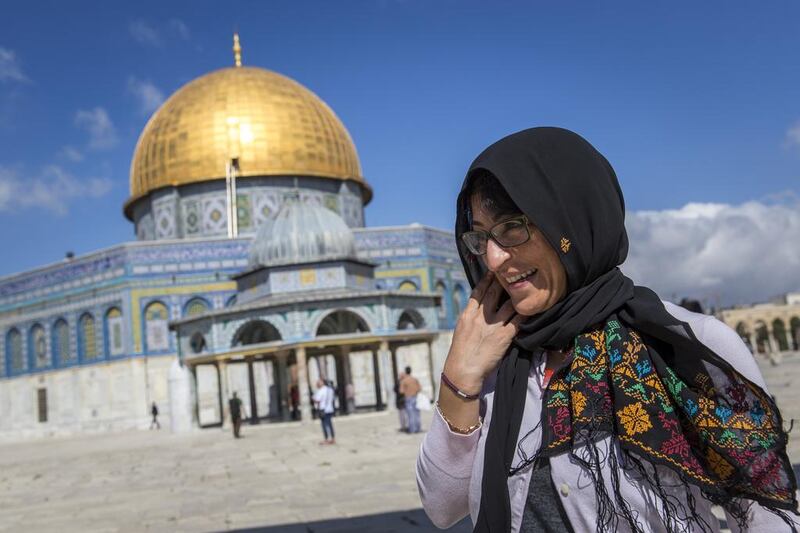 Susan Abulhawa, a Palestinian-American writer and human rights activist, visits the site of the Al Aqsa mosque. Rob Stothard / Getty Images