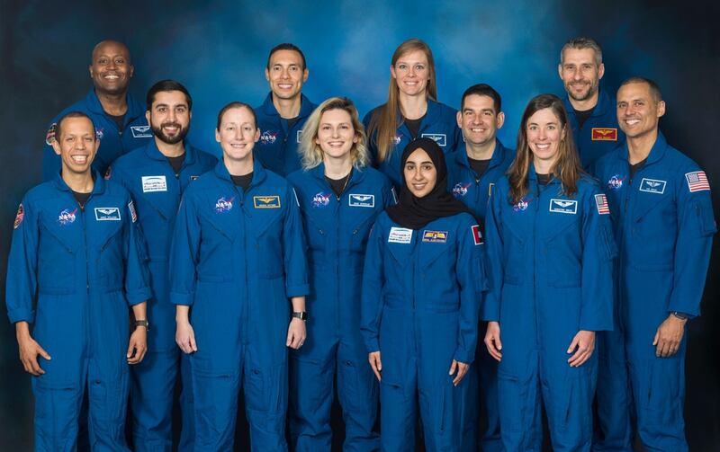 Nora Al Matrooshi and Mohammed Al Mulla from the UAE are featured in Nasa's 2023 astronaut class photos. Photo: Anil Menon Twitter