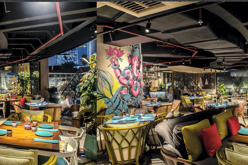 Colourful interiors are the centrepiece at Indya by Vineet. Photo: Indya by Vineet