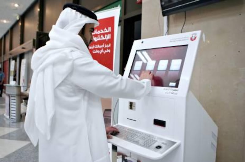 20-Dec-2011, Municipality of Abu Dhabi City , Abu Dhabi. 
The municipality of Abu Dhabi City is unveiling self-service kiosks for municipal transactions. Fatima Al Marzouqi/ The National
