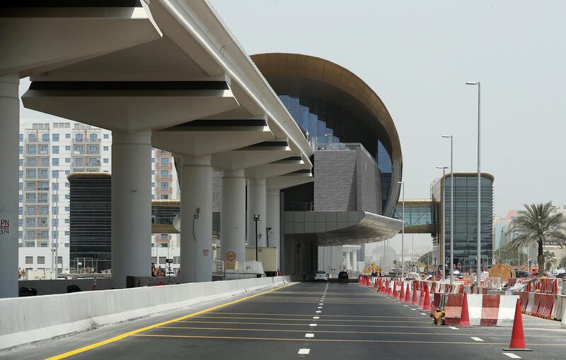 DUBAI, UNITED ARAB EMIRATES , July 9 – 2020 :- View of the Al Furjan metro station in Al Furjan area in Dubai. The New Expo 2020 metro route between Discovery Gardens and Al Furjan area will open to the public in September.  (Pawan Singh / The National) For News/Standalone/Online/Stock. Story by Kelly