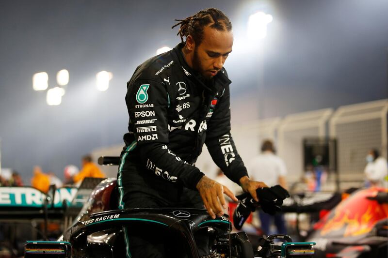 Mercedes driver Lewis Hamilton after winning the Bahrain GP on Sunday. Getty