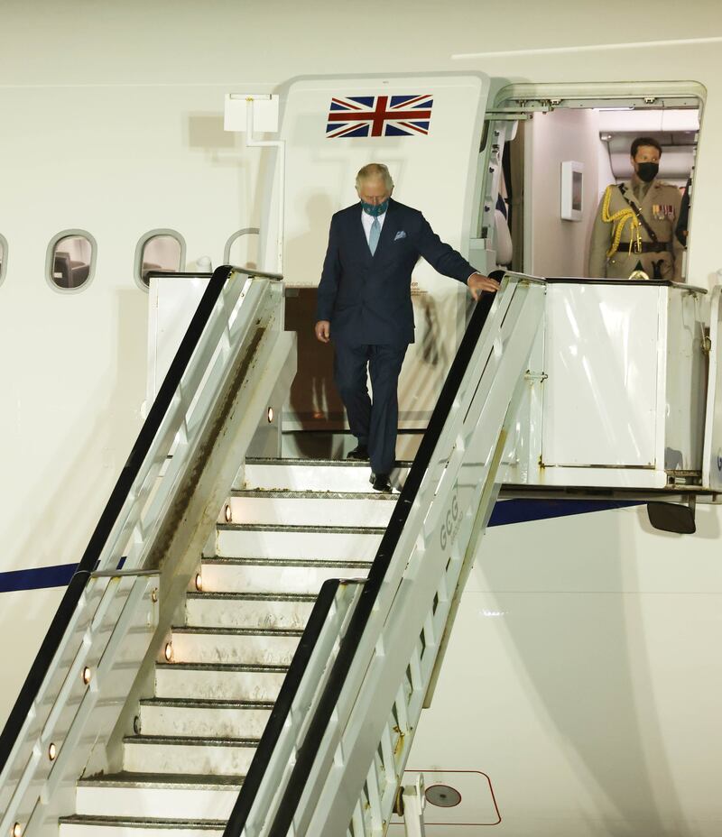 Britain's Prince Charles arrives in Barbados to attend a ceremony as the country declares itself a republic. Reuters