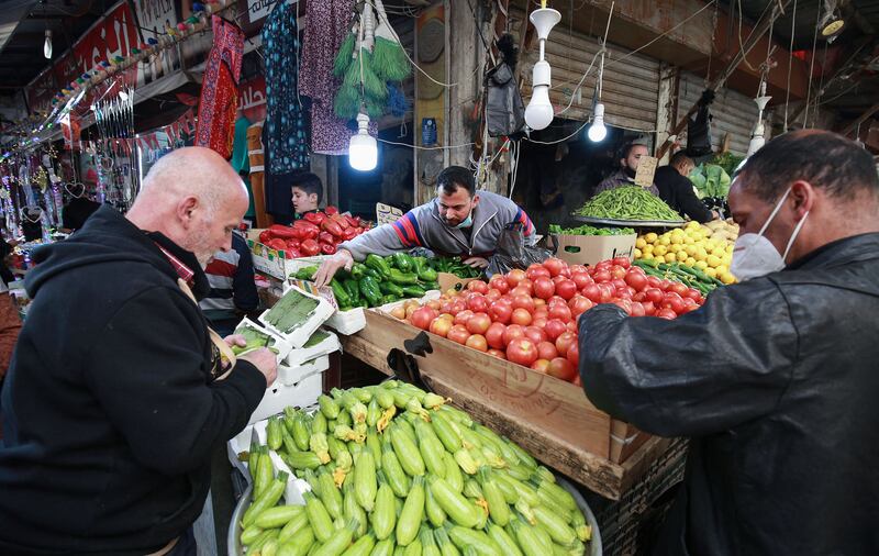 A produce market in Amman, on April 5, 2021. AFP