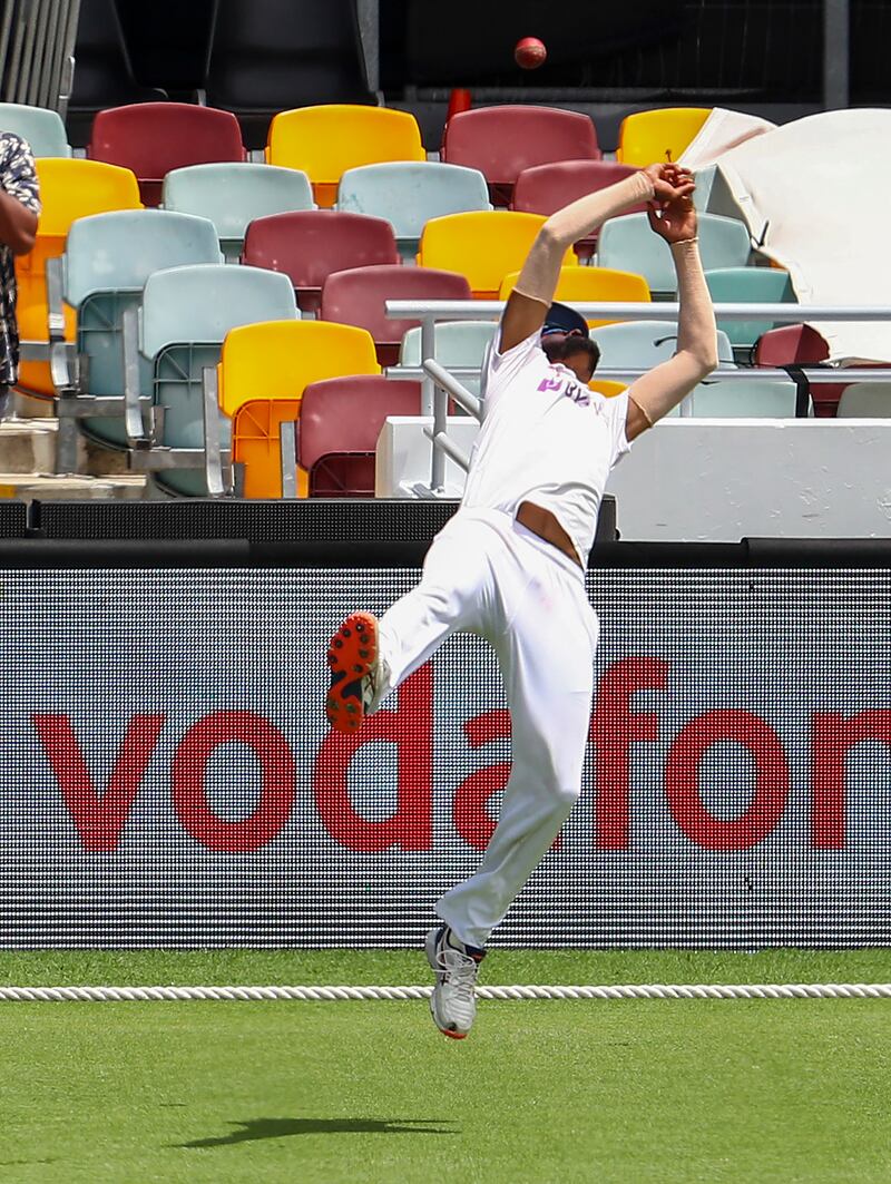 India's Mohammed Siraj drops a catch off Steve Smith on the boundary. AP
