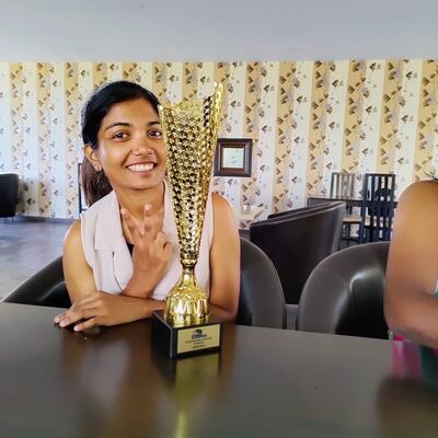 Ms Cuckoo, with the Continental T20 cup. Photo: Shamla Cholassery
