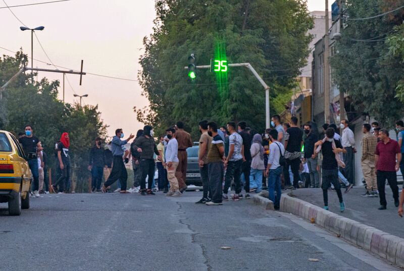Iranians protest in Sanandaj, the capital of Iran's Kurdistan province, following the Amini's death while in custody.  AFP