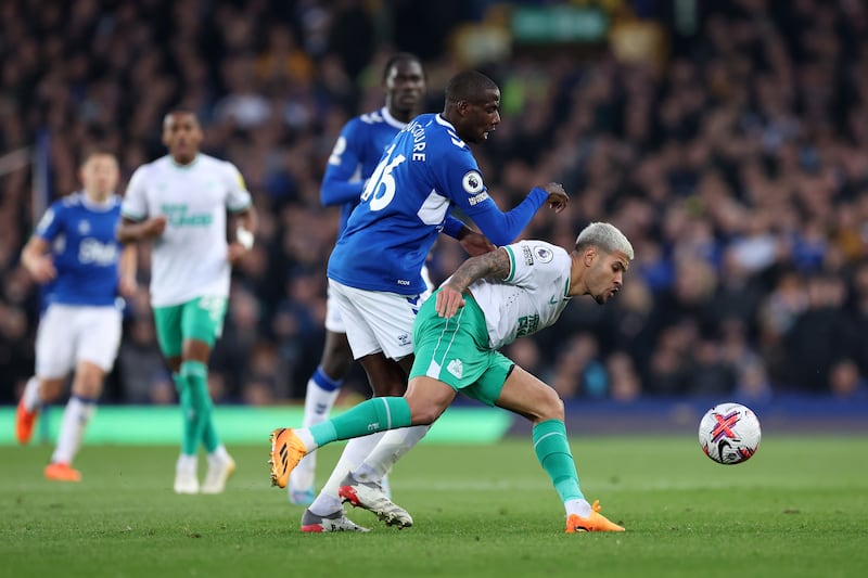 Abdoulaye Doucoure 6: Midfielder back from suspension and at the heart of Everton’s intense early pressing on Newcastle, and particularly Guimaeres. Influence and dominance waned as match went on. Getty
