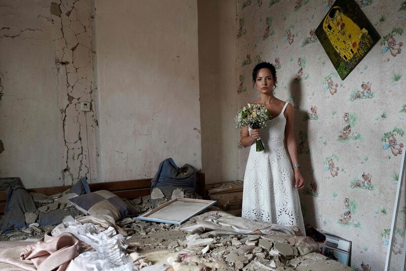 A wedding photo shoot in Ukraine. AFP